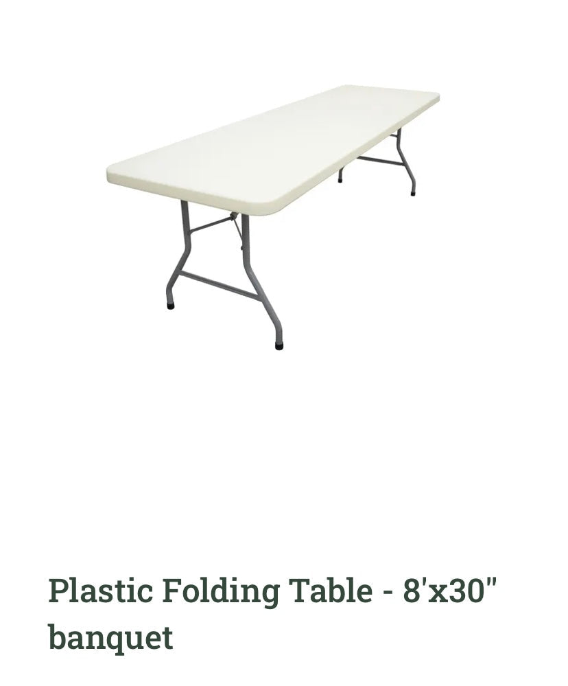 PLASTIC FOLDING TABLE 8'X30"